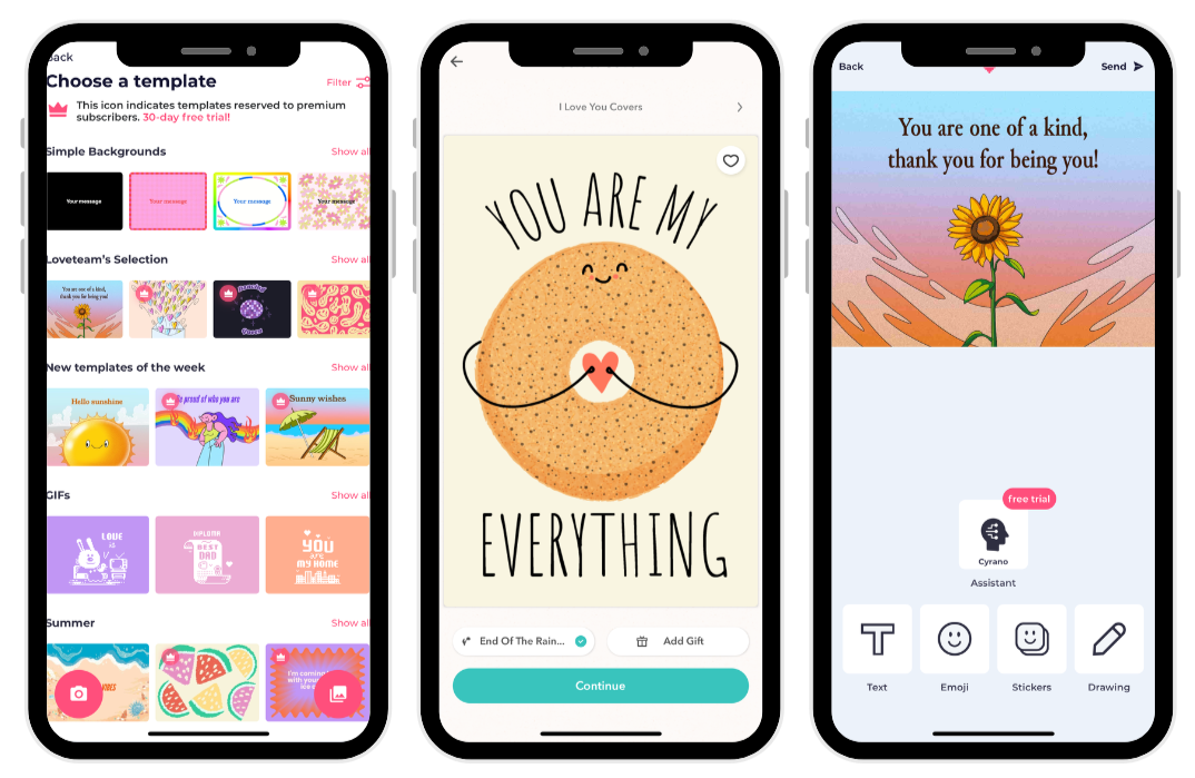 screenshots of cardsnacks app homepage