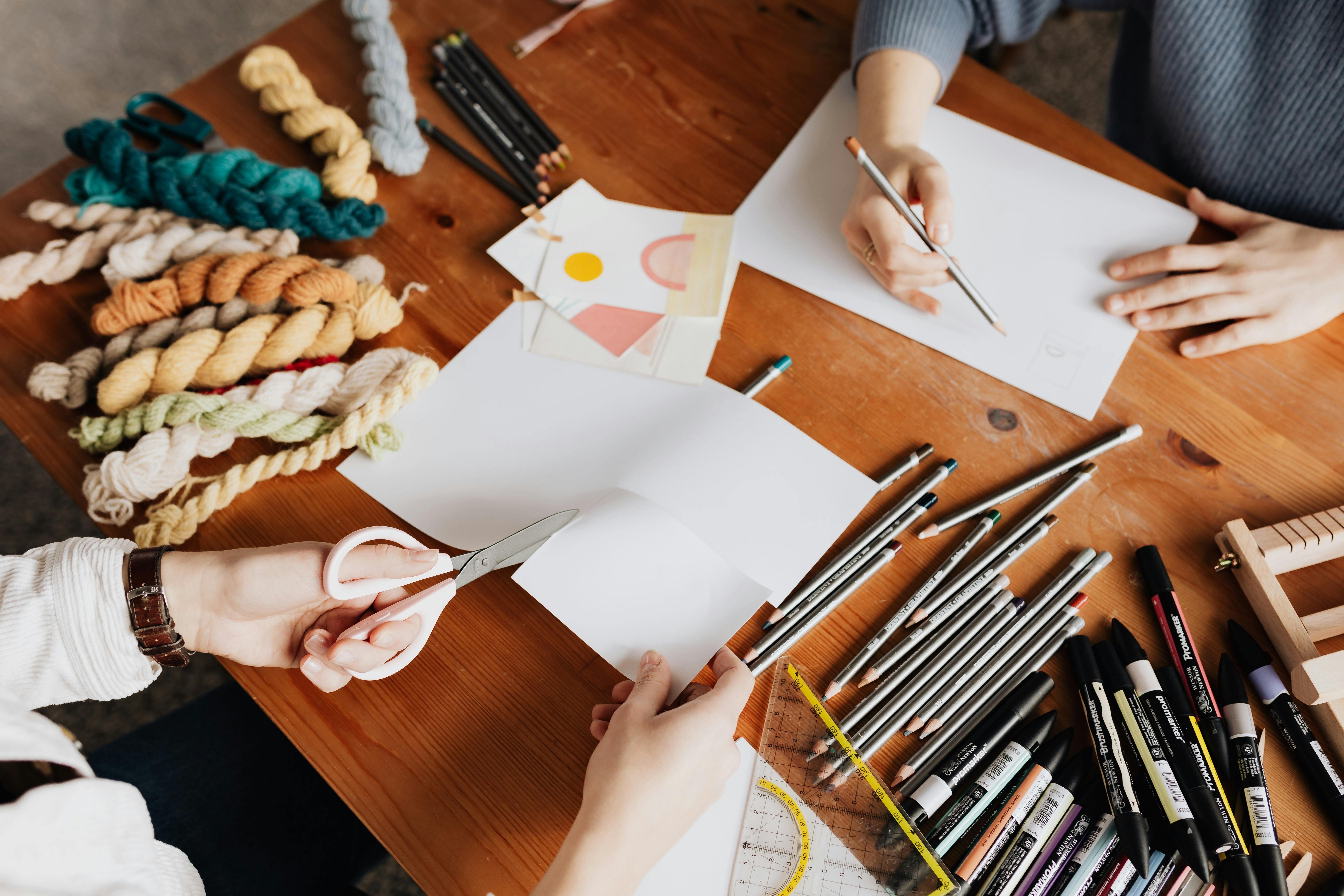 arts and crafts on table