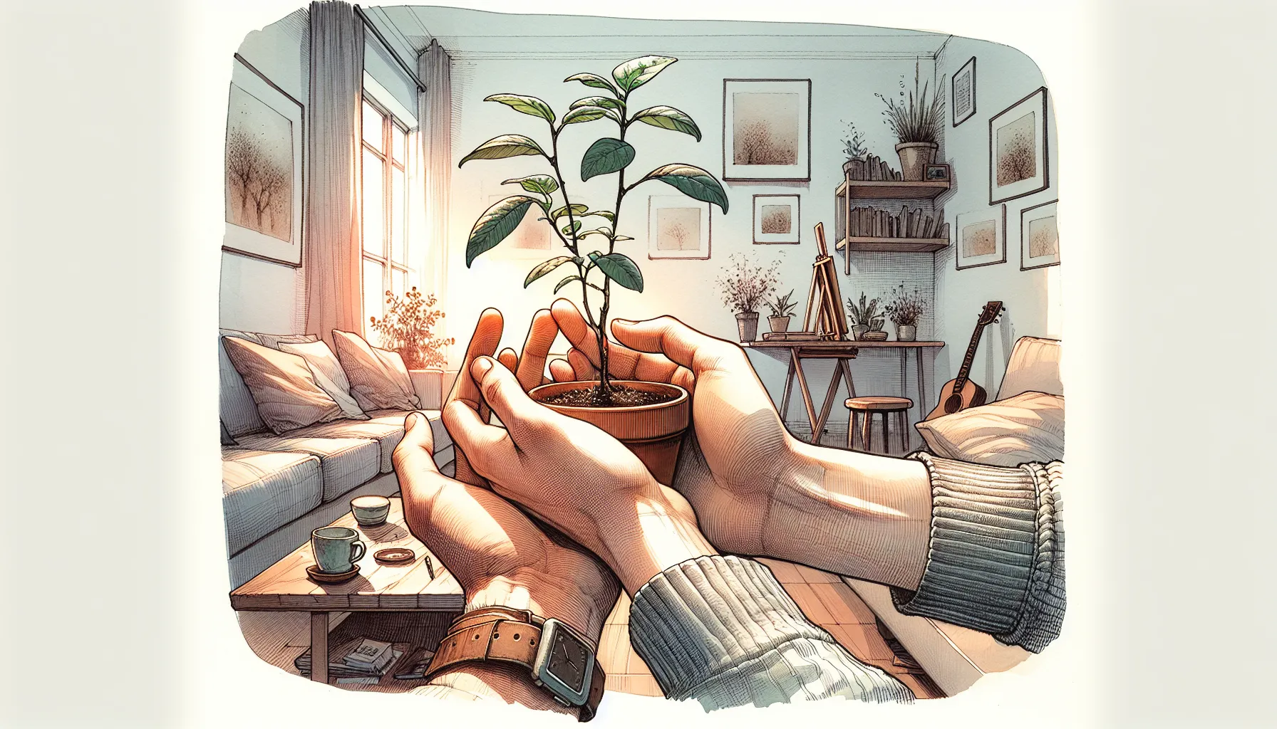 Couple nurturing a plant like they nurture their relationship