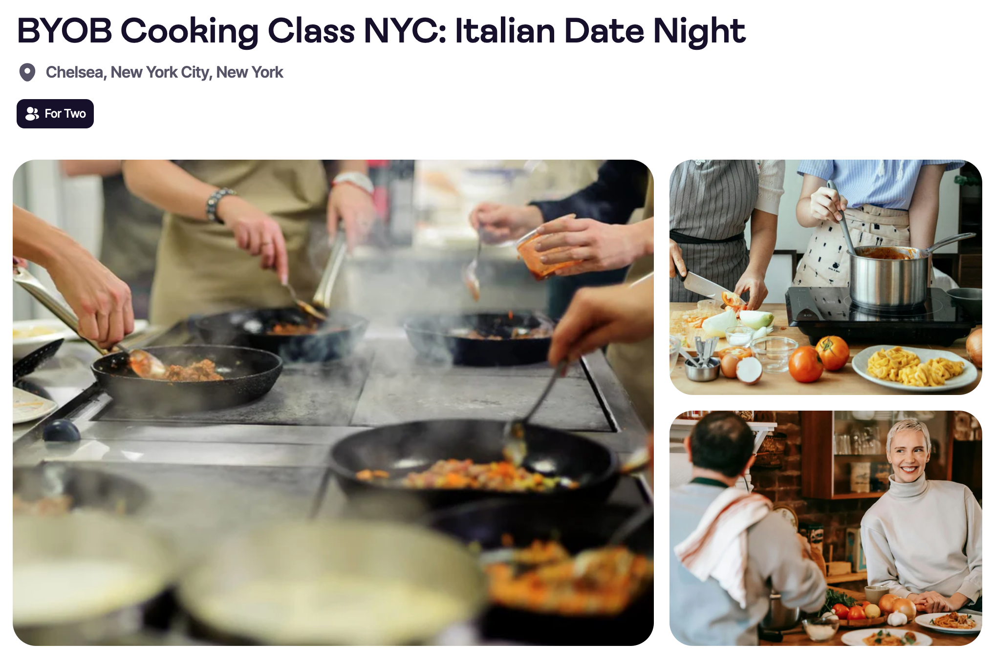 screenshots of giftory experience coking class in new york