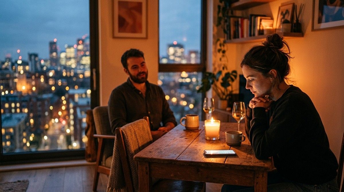 Same room, different worlds: emotional disconnection despite physical presence in relationships.