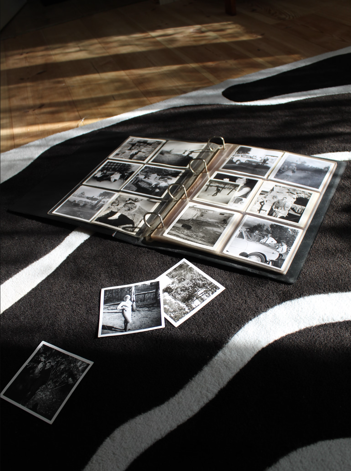 Black & White Polaroids on a Vintage Background