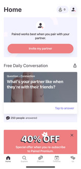 paired home page with daily conversation questions