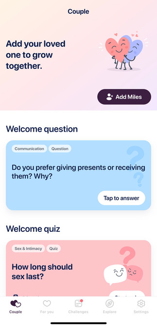 upluv couples app homepage