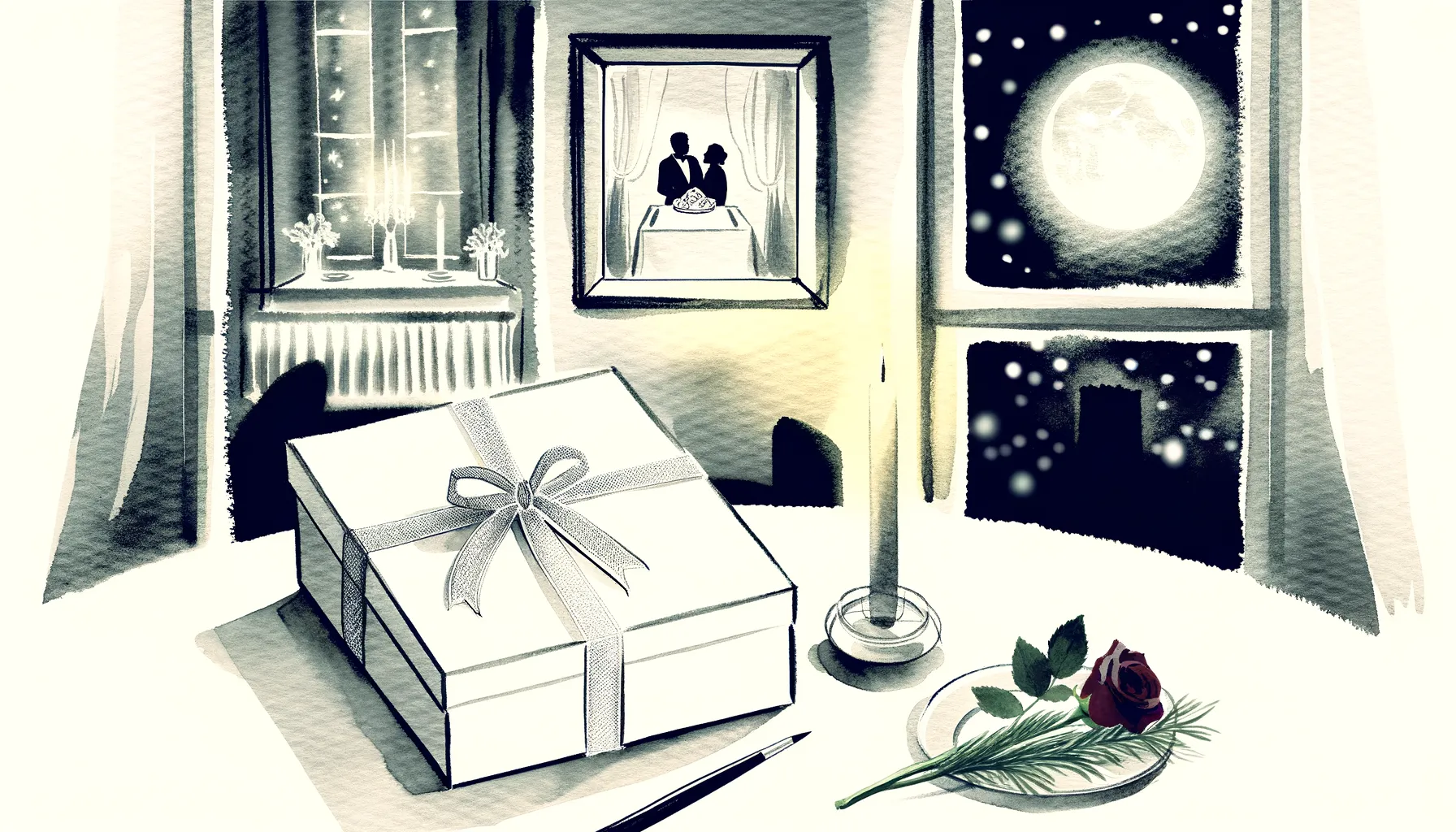AI artistic illustration of valentine's gift and rose