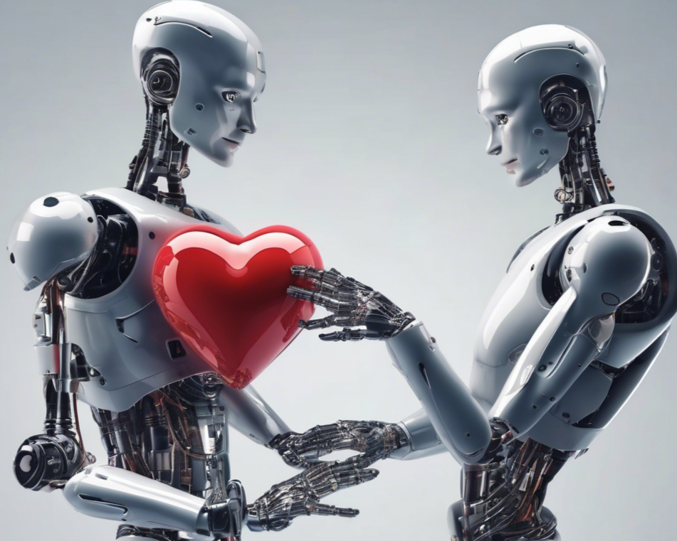 man's hand touching AI robot's hand