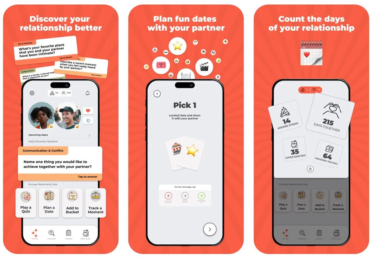 screenshot of flamme app for couples