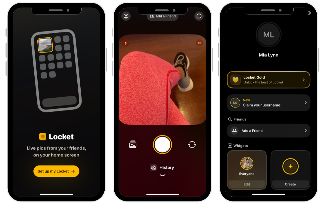 screenshots of locket widget the couples app homepage